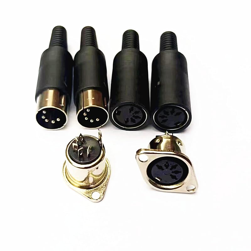 Enchufe macho DIN de 5 pines, enchufe hembra y enchufe compatible con teclado MIDI y micrófono (6 piezas)