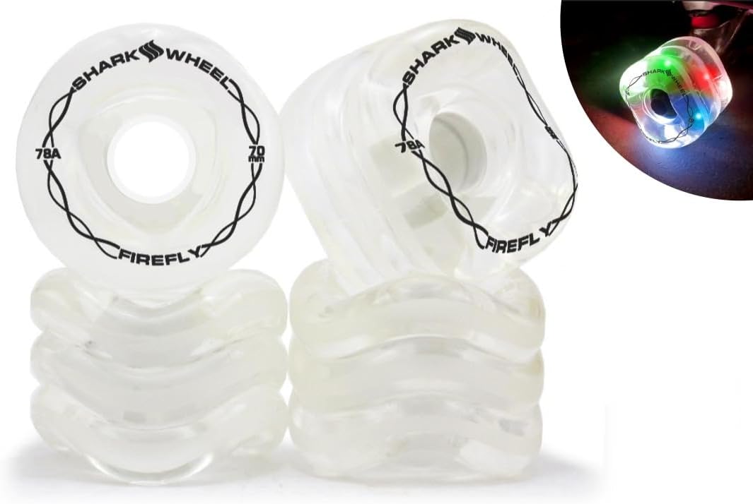 Shark Wheel Firefly 60mm and 70mm Light Up Wheels - for Skateboarding and Longboarding