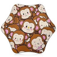tplaotee Cute Cartoon Monkey Kids Outdoor Umbrella Windproof Waterproof Umbrellas with Reflective Strip Travel Umbrellas Pinch-Proof for Girls & Boys