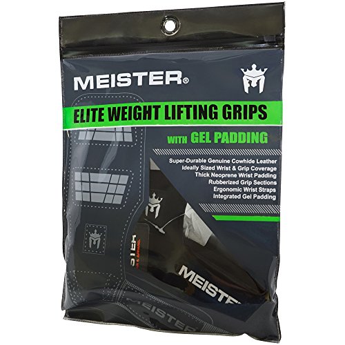 Meister Elite Leather Weight Lifting Grips w/Gel