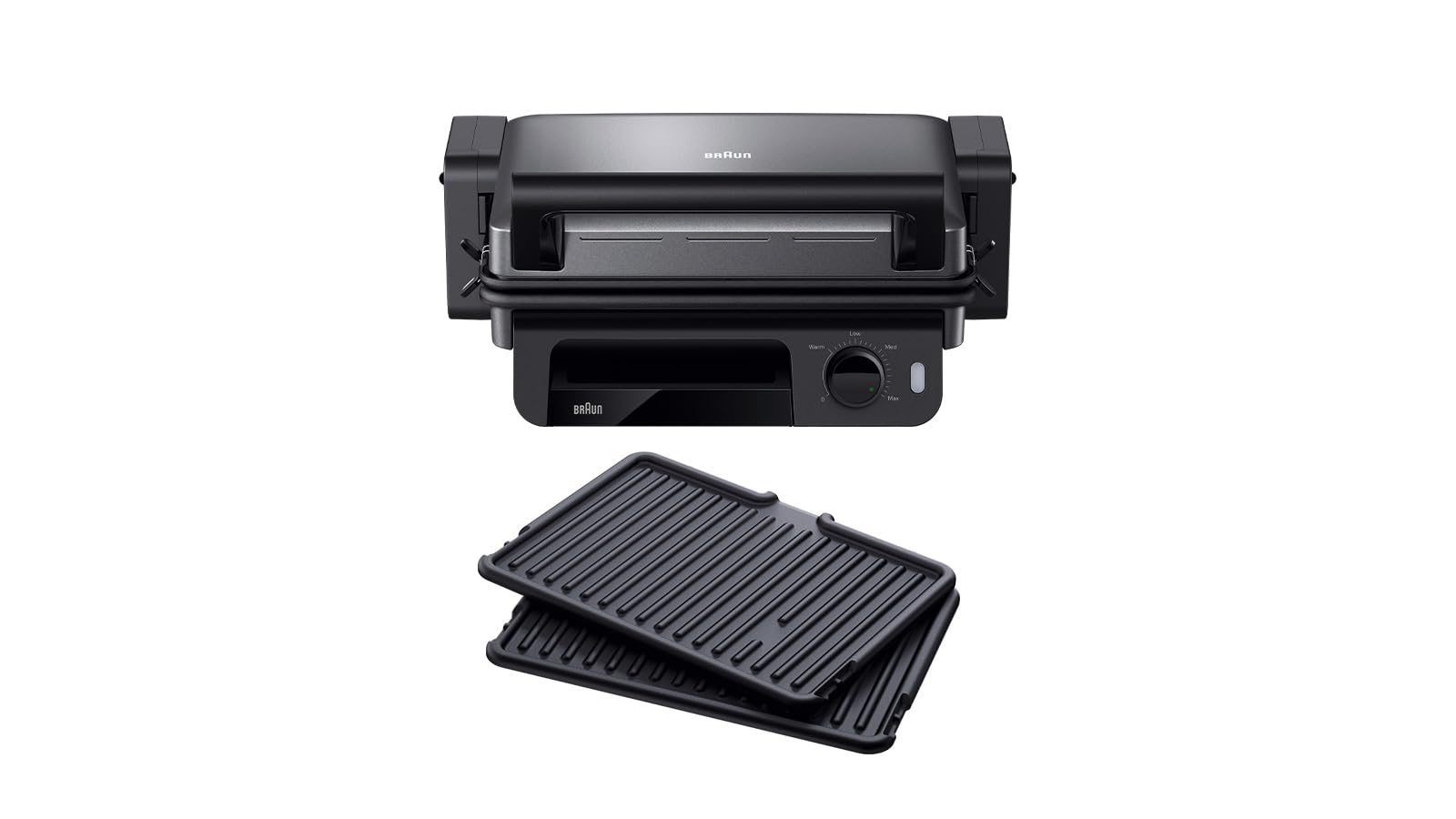 Braun MultiGrill 5 CG5010IGY, 3in1 Grillpositionen (Kontaktgrill, BBQ, Ofen), 230°, abnehmbarer Fettauffangbehälter, spülmaschinenfeste Platten (2), 2000W, Schwarz