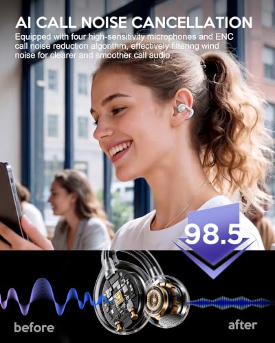 Image of Clip On Earbuds, Open Ear Earbuds Bluetooth 6.0, Sport Clip Headphones | Wireless Headphones With Smart Digital LED Display, ENC Clear Calls, IPX5, 40H Playtime for Driving Running Workout Cycling