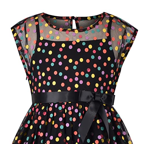 Sunny Fashion Girls Dress Caramel Star Lace Short Sleeve Pleated Collar Dress4