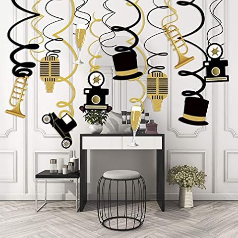 30Ct Roaring 1920's Party Hanging Swirl Decorations- Great Gatsby Decor 1920s Party Supplies for Luxury Party, Speakeasy Party, Gangster Party, Vintage Jazz Party Cover