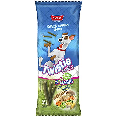 Twistie 30g, Canudinho VeGGie 4Un Bassar Pet Food Sabor Vegetais Todos Os Portes