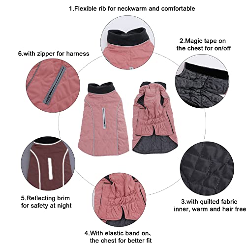 Pethiy Dog Cold Weather Vest Waterproof Windproof Reversible Dog Apparel Winter Coat Warm Dog Outfits For Small Dogs-Pink S #TOP3