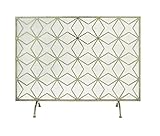 Deco 79 Modern Star-Designed Rectangular Metal Fireplace Screen, 28'H x 38'L, Textured Gold Finish
