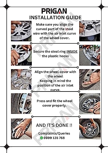 Image of PRIGAN Wheel Cover for Mahindra E20 13 Inch Silver Black Wheel Cap (Available in 13 & 14 Inch) (Set of 4 Pcs) (Press Fitting) Model- Swing DC-13
