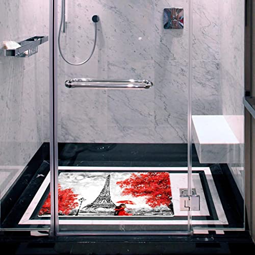 Alfombrilla de ducha Torre Eiffel antideslizante lavable a máquina de 14,7x26,9 pulgadas 7