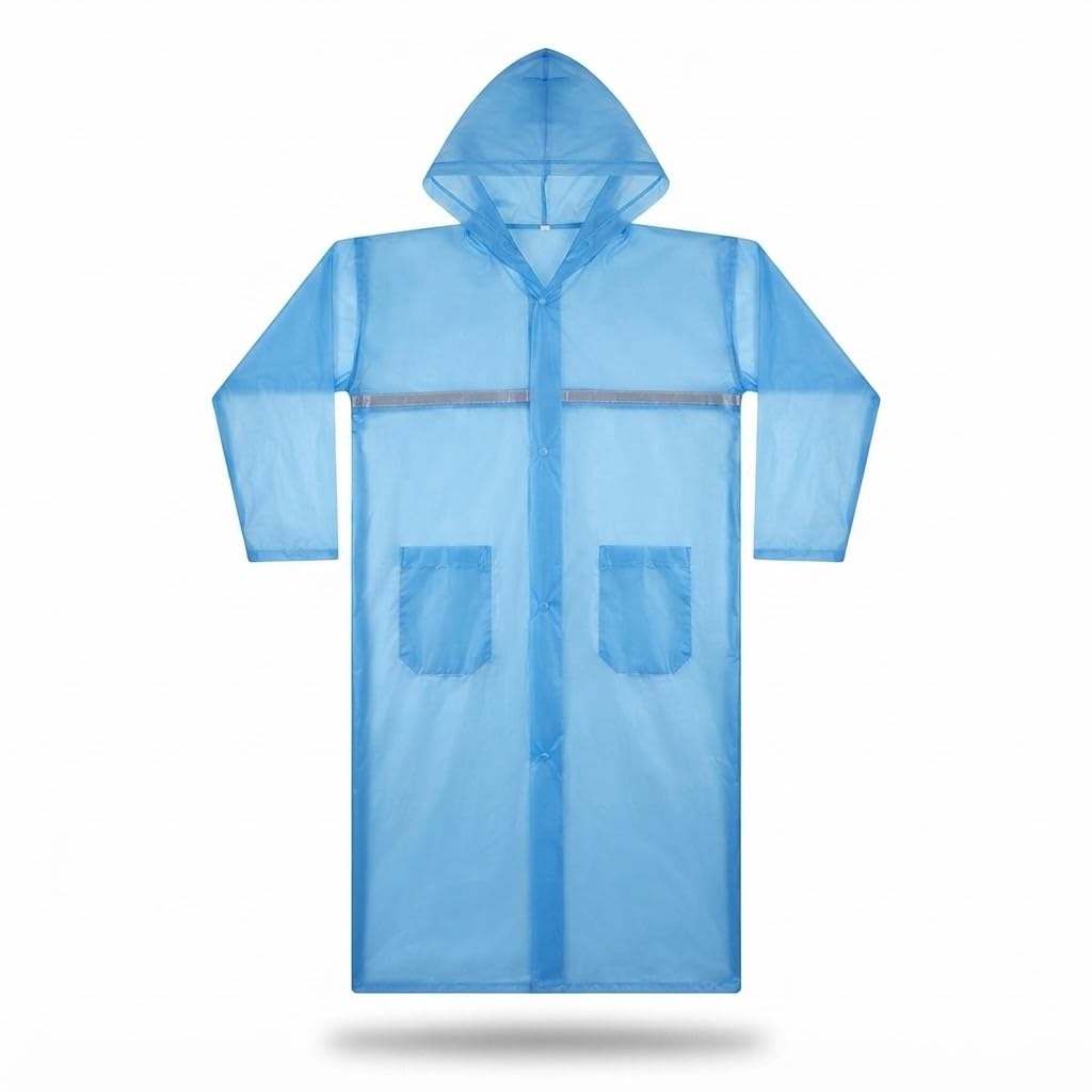 { 2026 Brings 5 Years WARRANTY ) Raincoat for Men and Women - Waterproof Transparent Rain Poncho with Hood and Reflective Strip for Heavy Monsoon, Bike Riding, Hiking, Travel - One Size-image-49