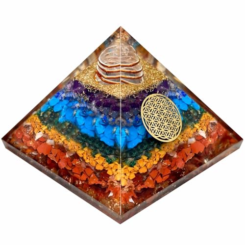 Image of JD FRESH Original 7 Chakra Crystal Laxmi Pyramid Vastu for Home for Good Luck /Money & Wealth /Spiritual Gift /Showpiece for Living Room /Home Decor
