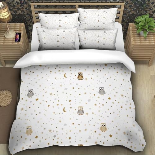 Housse de couette hibou 3D 135x200cm pour lit simple - 5