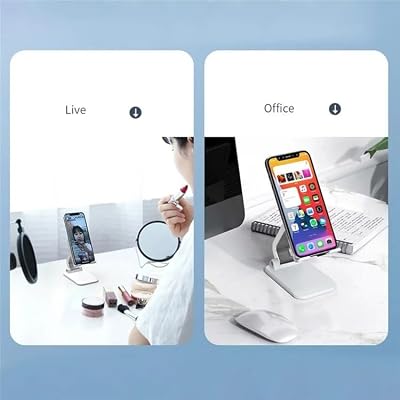 Coverzone Foldable Stand Business Model ABS+Silicone Material Tablet Smartphone Stand Desktop Stand Foldable Cell Phone Holder Q7-L (Black)