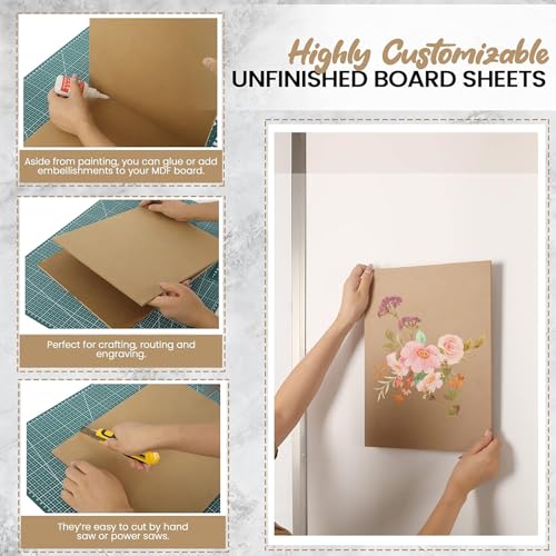 Image of ArtzFolio MDF Board 2.1mm Thick Cutout Sheets for DIY Art Craft Project | Unfinished Sides Engineered Wood Blanks for Paintings, Laser, Engraving | 20x20 inch (51x51 cms) | Pack of 5