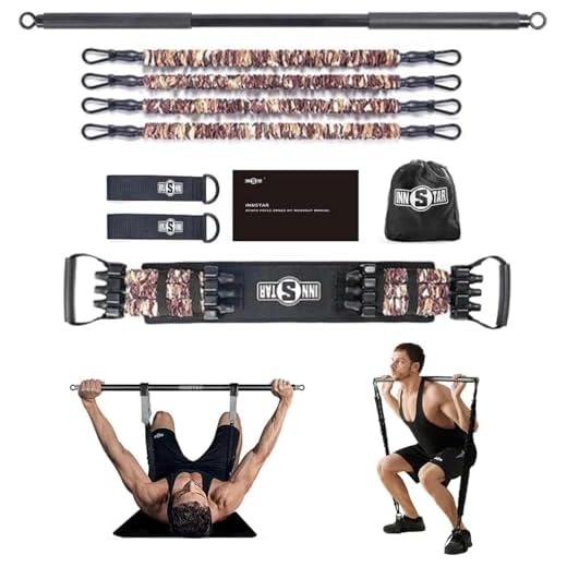 INNSTAR Portable Home Gym 3.0 Set de bandas de resistencia ajustables con barra y bandas para sentadillas para entrenamiento en casa, press de banca, entrenamiento de pecho, juego de bandas de