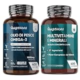 Omega 3 Fish Oil & Multivitamin Tablets Bundle | 400 Softgels + 400 Tablets | Omega 3 with EPA & DHA | 27 Essential Vitamins & Minerals | Multivitamins with Vitamin D, C, Calcium, Iron & Zinc