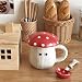 Imagen de Disoza Taza Seta 400ml Taza Café Seta Regalo Taza Cerámica Con Cuchara y Posavasos Taza Té Café Navidad Regalo Cumpleaños Para Esposa Novia Niños
