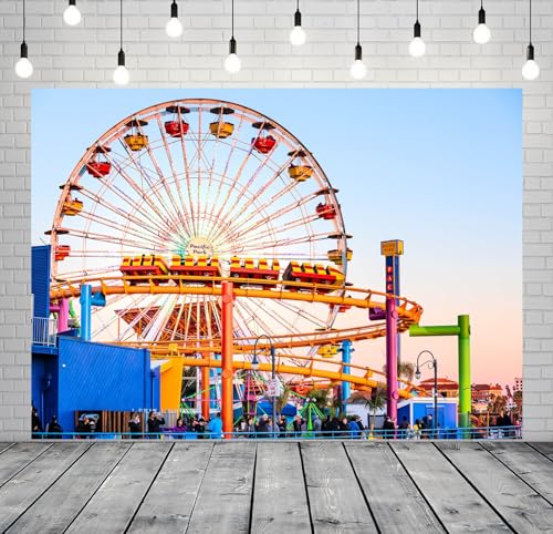 Tela de fondo 7x5ft parque de diversiones para fotografía miniatura 2