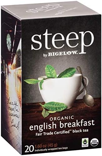 steep by Bigelow Organic English Breakfast Black Tea, Caffeinated, 20 Count (Pack of 6), 120 Total Tea Bags