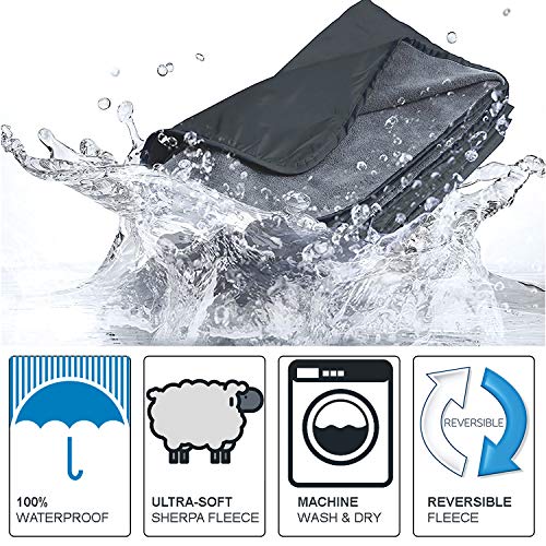 Tirrinia Waterproof Outdoor Blanket with Sherpa Lining, Windproof Triple Layers Warm Comfy Foldable for Camping Stadium, Beach, Picnic, Grass, Concerts, Car, Dog, 51''X 59'' & 59''X 80'' - Image 2