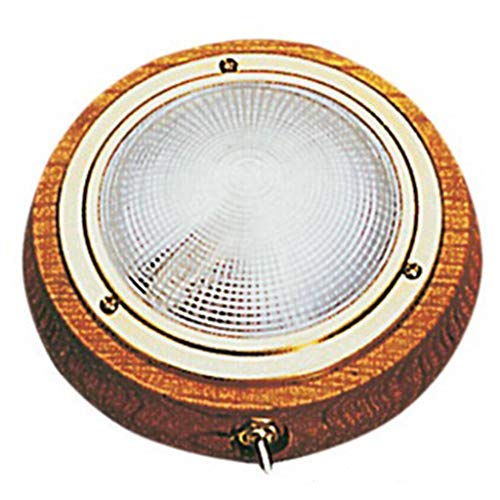 Plafonnier en laiton et teck 155 mm avec diffuseur haute performance pour intérieur de bateau