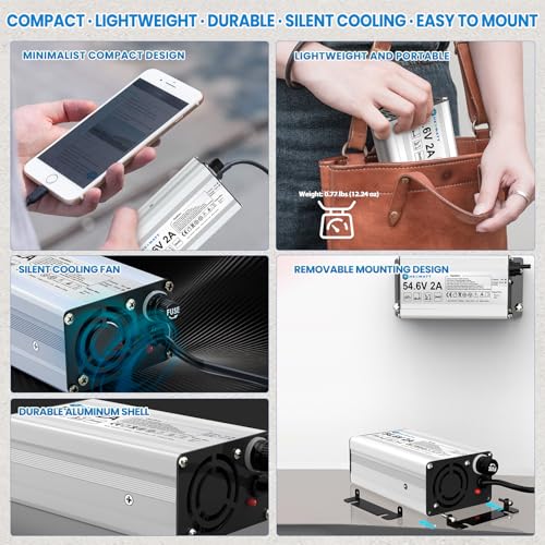 image for Hexwatt 54.6V 2A Charger for 48V Lithium-ion Battery ebike Electric Bi
