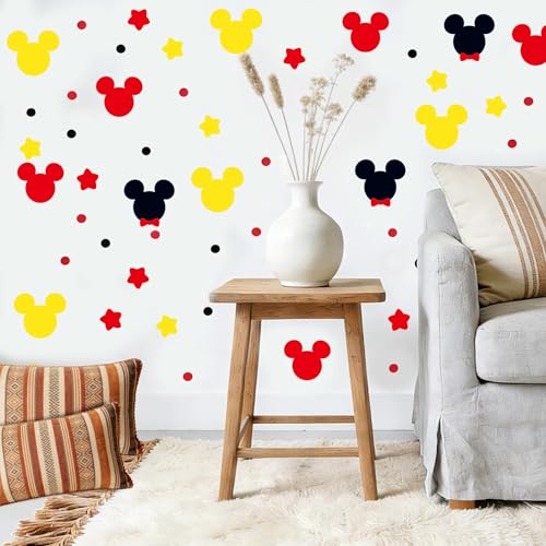 108PCS Cartoon Wall Decals Self Adhesive PVC Wall Stickers 6 Sheets Waterproof Cute Indoor Decor Kids Room Nursery Bedroom Playroom Party Birthday Baby Shower Boy Girl Decoration