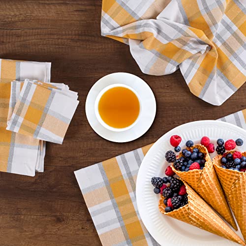 Savi Home 100% Pure Cotton Dinner Napkins, Mustard Multi Buffalo Plaid Stripes (Pack Of 4-20”X20”) Dinner Table Napkins, Soft & Comfortable, Reusable Napkins For Home, Weddings & Cocktail Parties. #TOP1