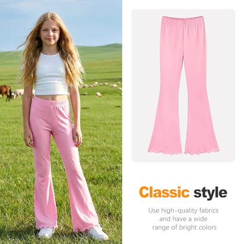 Image of ZukoCert Girls Flare Leggings, Mid Waist Bell Bottom Pants for Kids, Kids Flare Pants Size 4-13Y