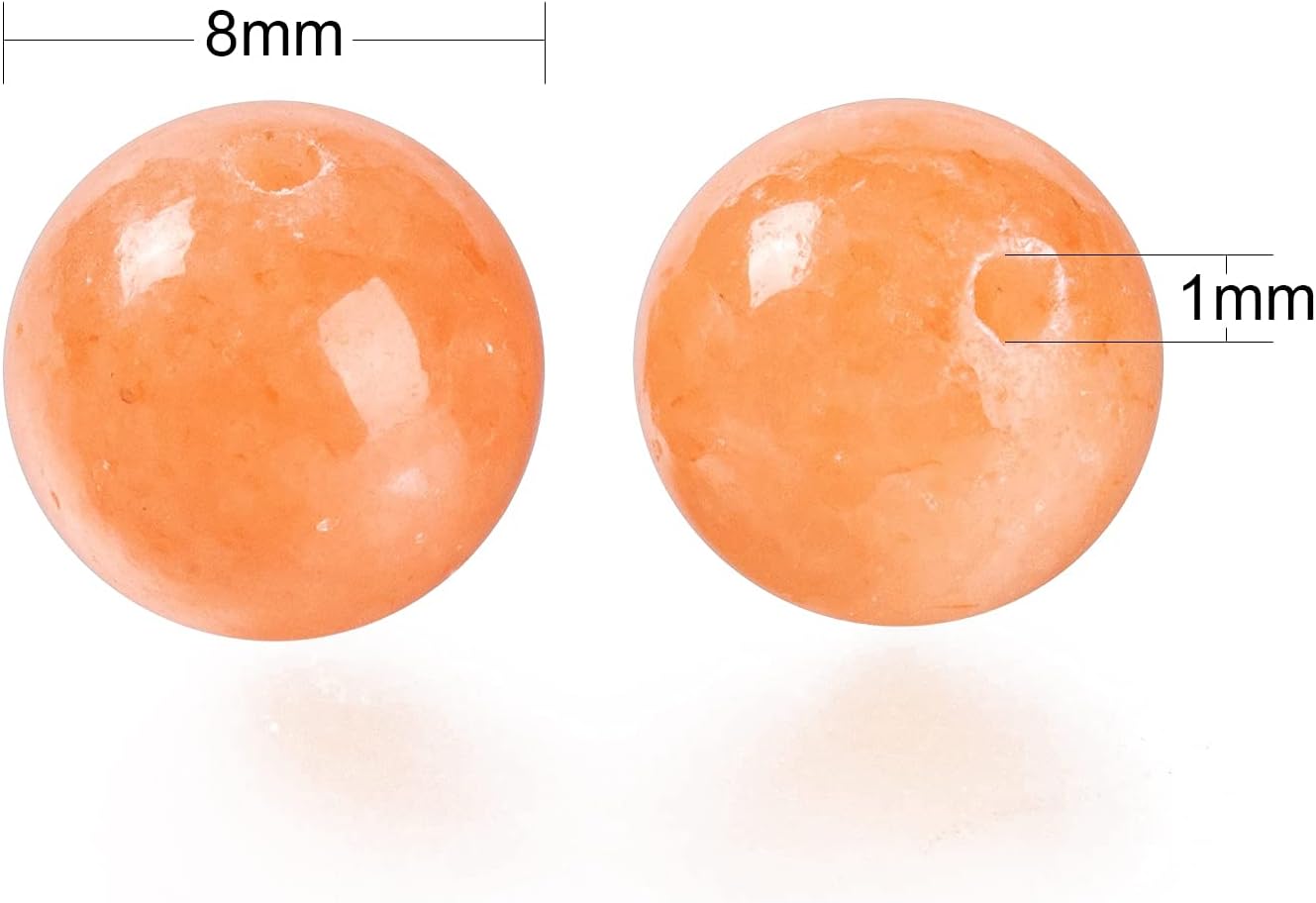 BEEFLYING 100 Pcs 8mm Natural Peach Calcite Stone Beads Round Gemstone Loose Beads with Elastic Crystal Thread for Women Bracelets Necklace Jewelry Making