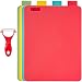 Kitchen Cutting Board Set of 4 Reversible 15" x 11" Boards with Food Icons - BPA Free FDA Approved & Eco Friendly. Best for Food Safety Has Microban Protection. Includes FREE Ceramic Peeler! (Large)