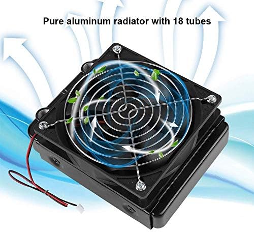 ASHATA Heat Exchanger Radiator,Aluminium Computer Water Cooling Radiator G1/4 Thread Water Cooler 18 Tubes Computer Heat Exchanger with Fan for PC Water Cooling System(120mm/ 360mm)(120mm)
