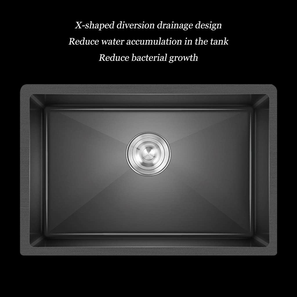 Kitchen Nano Sink Handmade Small Sink Stainless Steel Dish Basin Under Counter Basin Mini Bar Sink (Color : Black(A), Style : 38 * 30 * 21.5cm)