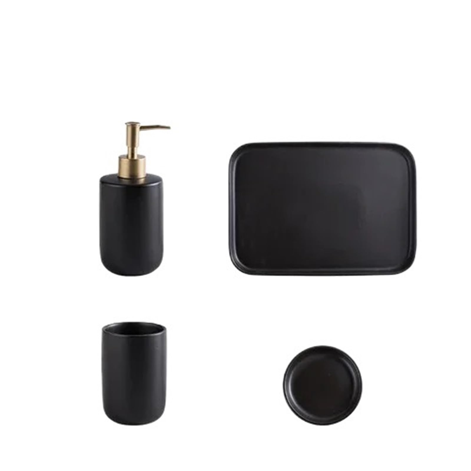 Soap Dish Set Ceramic Wash Set Bathroom Decoration Accessories Lotion Bottle Soap Dish Mouthwash Cup Supplies(Color1)