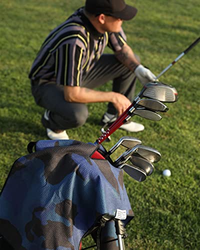 Leus Golf Eco Towel - Quick Drying, Recycled Material – With Center Slit For Hanging Over Clubs - Pacific Camo #TOP3