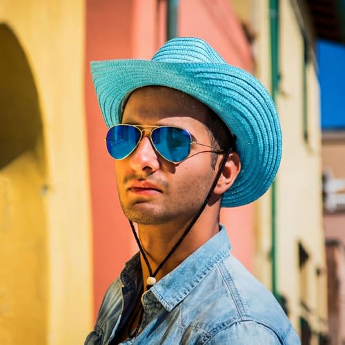 Image of JaGely 12 Pcs Straw Cowboy Hats for Women Men, Wide Brim Summer Hat Bulk Sun Protection for Western Themed Party