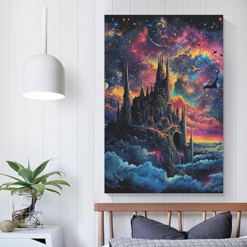 Tableau Impression Sur Toile Château de Rêve Décoration Murale Salon Chambre 50x75cm - 5
