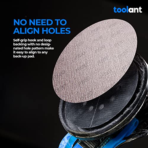 Image of toolant Mesh Abrasive 9 inch Drywall Sander Sandpaper (120 grit - 10pcs), Dust-Free Hook and Loop Drywall Sanding Disc
