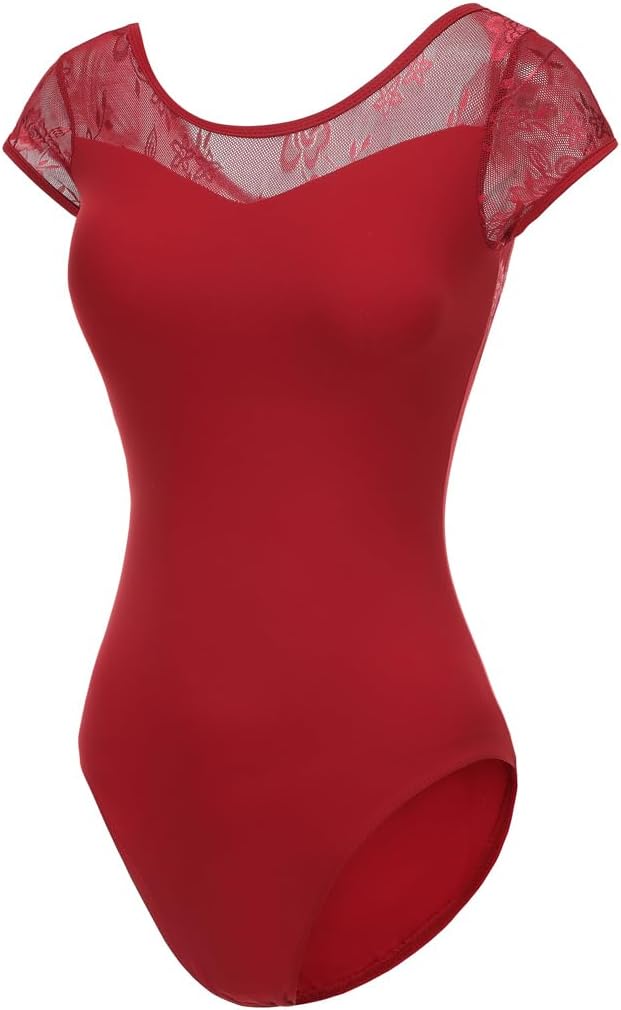 Women and Girls Short Sleeve Leotards for Ballet Dance Bodysuit