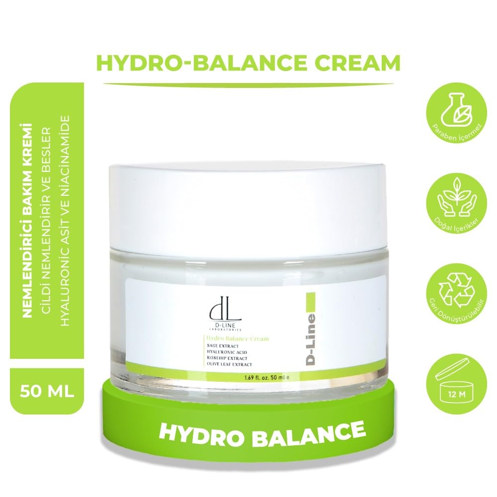 D Line Laboratories Hydro-Balance Cream, Nemlendirici Krem Yüz kremi, Günkük bakım kremi, Hyaluronik