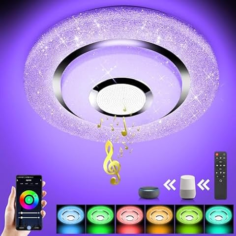 OTREN Plafonnier LED Dimmable avec Bluetooth Cover