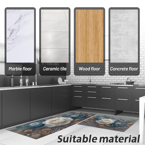 Alfombra de cocina antideslizante y lavable de 2 piezas para evitar resbalones 8