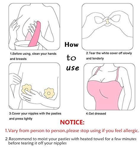 STURME 20 Pairs Nipple Covers Disposable, Breast Pasties Comfortable & Natural, Adhesive Satin Petals Pasties for Women4