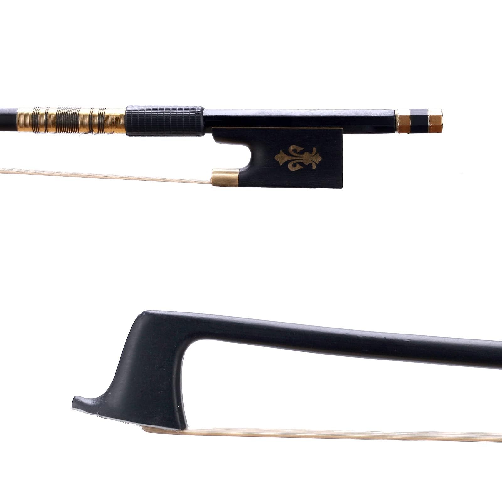 4/4 Professional Violino ad arco in fibra di carbonio - Arco da orchestra a grandezza naturale con pelo di crine mongolo e design Fleur-de-Lis, di livello professionale a bassa manutenzione
