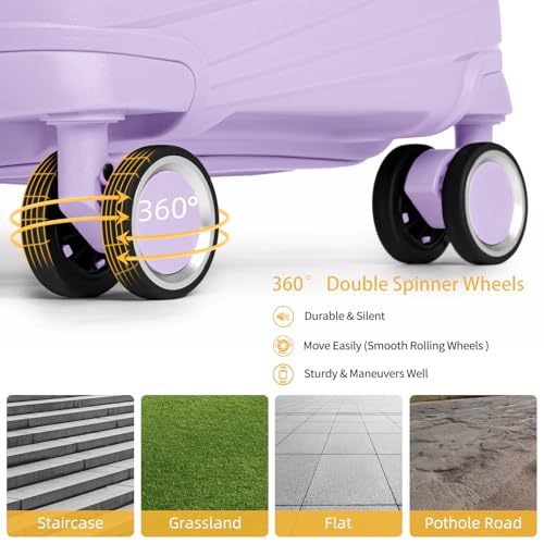 LARVENDER Carry On Luggage 22x14x9 Airline Approved, 20 Inch Hardshell & Lightweight PP Carry On Suitcase for Women with Spinner Wheels TSA Lock, Lavender 6