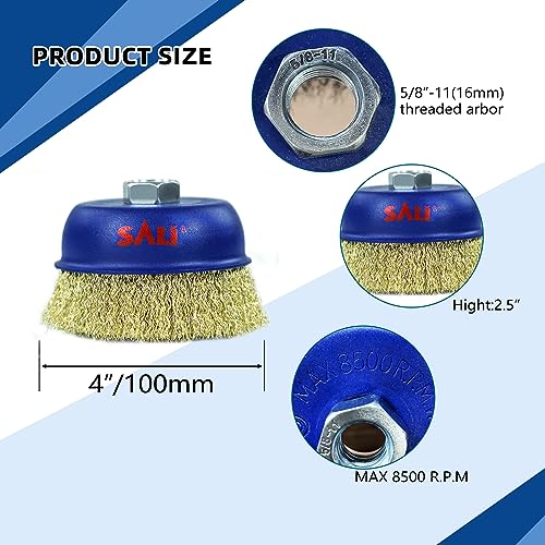 Sali O0602006 6 Pack Wire Cup Brush, 4 Inch Coarse Crimped Cup Brush For Grinders, With 5/8 Inch Arbor For Heavy Cleaning Rust, Stripping And Abrasive thumb #1
