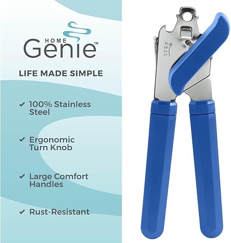 Miniatura 2 de Home Genie Hoja de acero inoxidable y abrelatas manual resistente al óxido, perilla de giro fácil de mano, corte de borde liso en las tapas, asas
