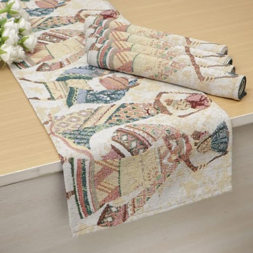 Image of HOKIPO Dining Table Placemats 4 Pieces with Runner (NEW-IN530-D3*4+IN531)