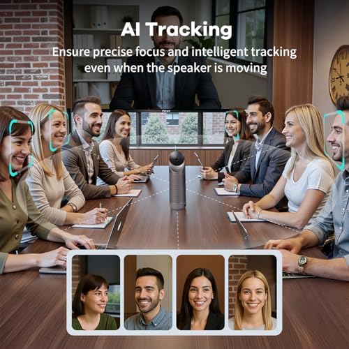 Image of KanDao Meeting Pro 360-degree Video Conference Camera with Microphones and Speakers, AI Tracking, Smart Zooming, Automatic Focus, 4-in-one Standalone Meeting Room Camera System, Wi-fi /HDMI /USB