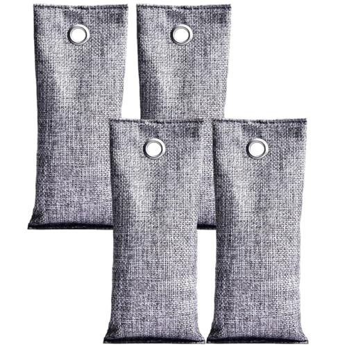 Absorbedor de olores de carbón activado Bolsas purificadoras de aire de carbón de bambú natural Ambientador para el armario del hogar Oficina del coche, bolsas activadas de 70 g, bambú, absorción de